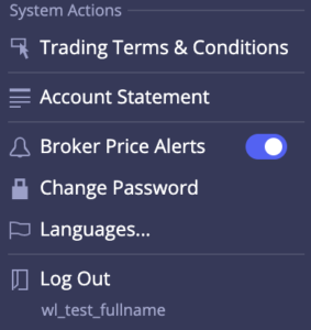 Broker price alerts in system actions