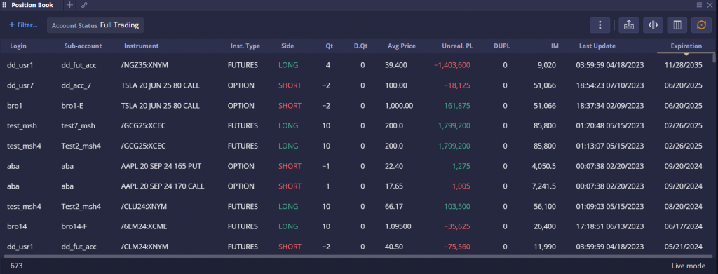 Expiration column in Position Book
