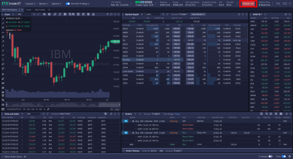 Flatten All button on Account level on DXtrade